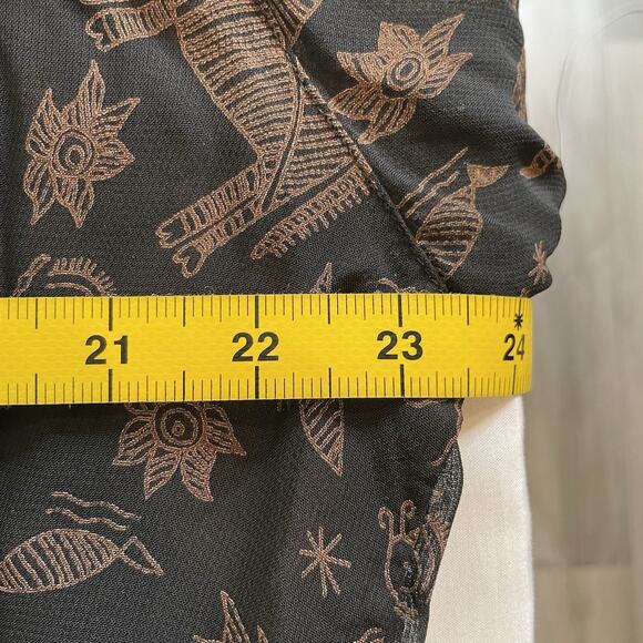 Chico's Women's Black Brown Sheer Animal Print Button Front Blouse Size 3 XL - Picture 4 of 11